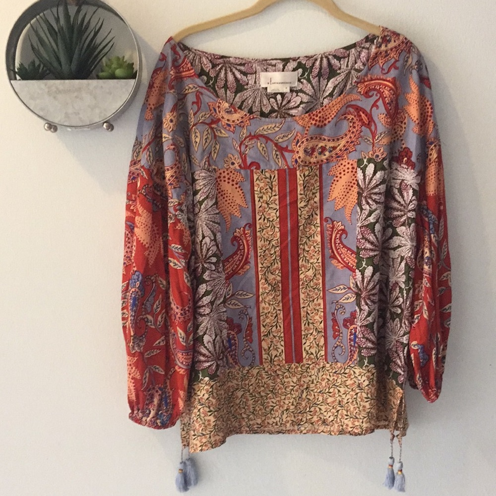 Bohemian festival tassel blouse Anthropologie